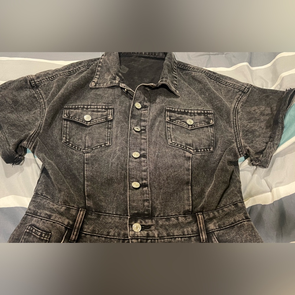 BIG SALE(3 for $50)- Stylish Black Denim Jumpsuit - Picture 2 of 5